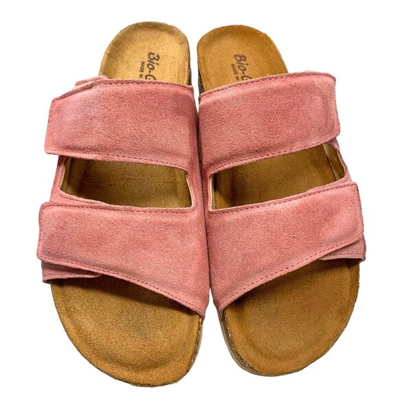 Bio Gold Blush Suede Double Padded Strap‎ Foot Bed Sandal Slides - Picture 6 of 13